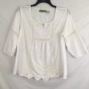 5️⃣/🔟 Island Republic White Eyelet Top - Large and Carole Little Seeater